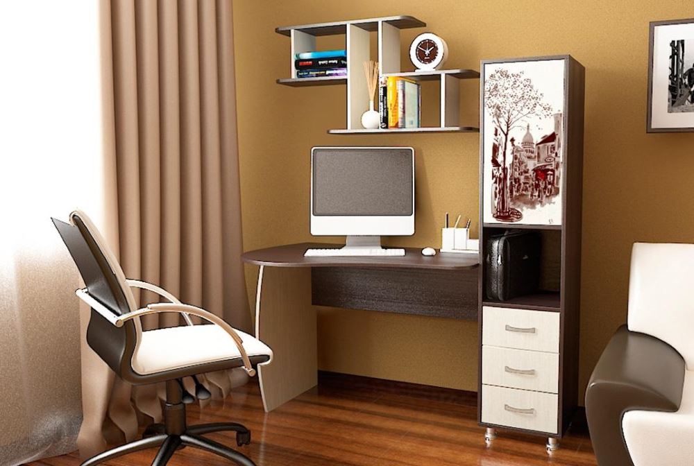 Фото Стол компьютерный Гимназист(М) (с полкой) от производителя ТриЯ в Геническе по цене 15&nbsp;510 ₽