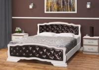 Кровать двуспальная Карина-10 (СМ 160х200) с элементами темной экокожи, без основания с универсальны в интернет магазине Планета Комфорта Фото derevyannye-krovati кровать двуспальная карина-10 (см 160х200) с элементами темной экокожи, без основания с универсальны производитель Браво-мебель