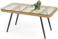 Стол журнальный Halmar Gardena (металл окрашенный, стекло-ротанг-натуральный,  черный (Halmar ) ) в Геническе от производителя 