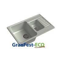 Мойка Granfest eco-21К (ГР 740х480хh200) (шир.ящ.min 720) без сифона (Цвет мойки черный) в Геническе от производителя 
