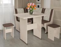 Кухонный уголок-комплект Челси мини (дуб белфорт, кожзам лен коричневый-лен бежевый (ТриЯ) ) в Геническе от производителя 