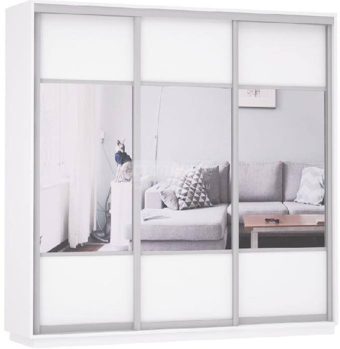 Шкаф-купе Экспресс Трио Комби (1,8х0,6х2,4 - 3 двери) (Материал дверей:лдсп-зеркало, цвет дверей:белый снег, цвет каркаса:белый снег (Мебельная компания Е1) )