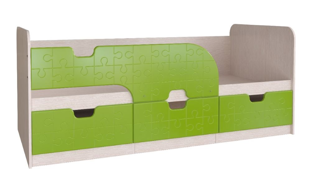 Кровать детская Минима (СМ 80х186) ( 80х186 , ЛДСП/МДФ , дуб атланта/лайм , без подъемного мех. , ящики в комплекте , без матраса (БТС) ) в Геническе от производителя 