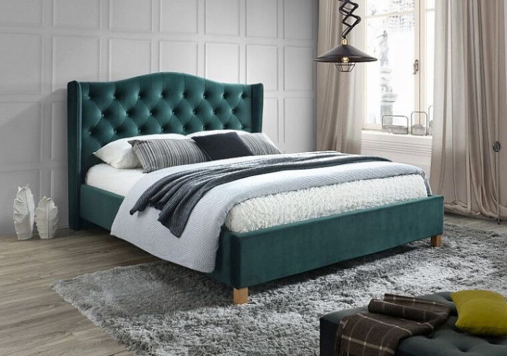 Фото Кровать двуспальная Signal Aspen velvet bluvel (СМ 180х200) c ортопедическим основанием от производителя Signal в Геническе по цене 80 830 ₽