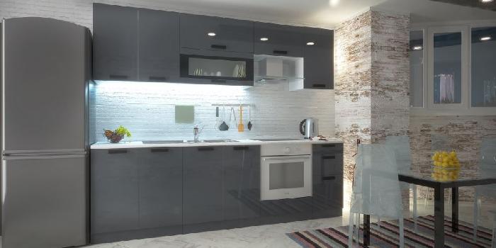 Кухня Аляска пенал ПСВ-60 (белый, серый лед глянец,(Леко))