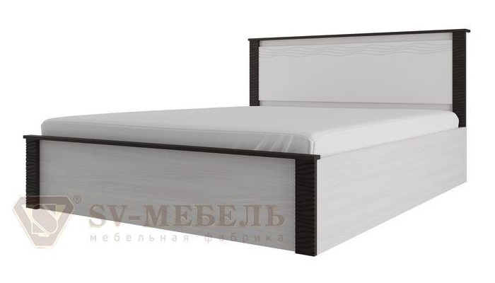 Кровать двуспальная Гамма-20 (СМ 140х200) без основания ( 140х200 , ЛДСП/МДФ , ясень анкор светлый/венге , без подъемного мех. , без ящиков , без матраса (SV-мебель) )
